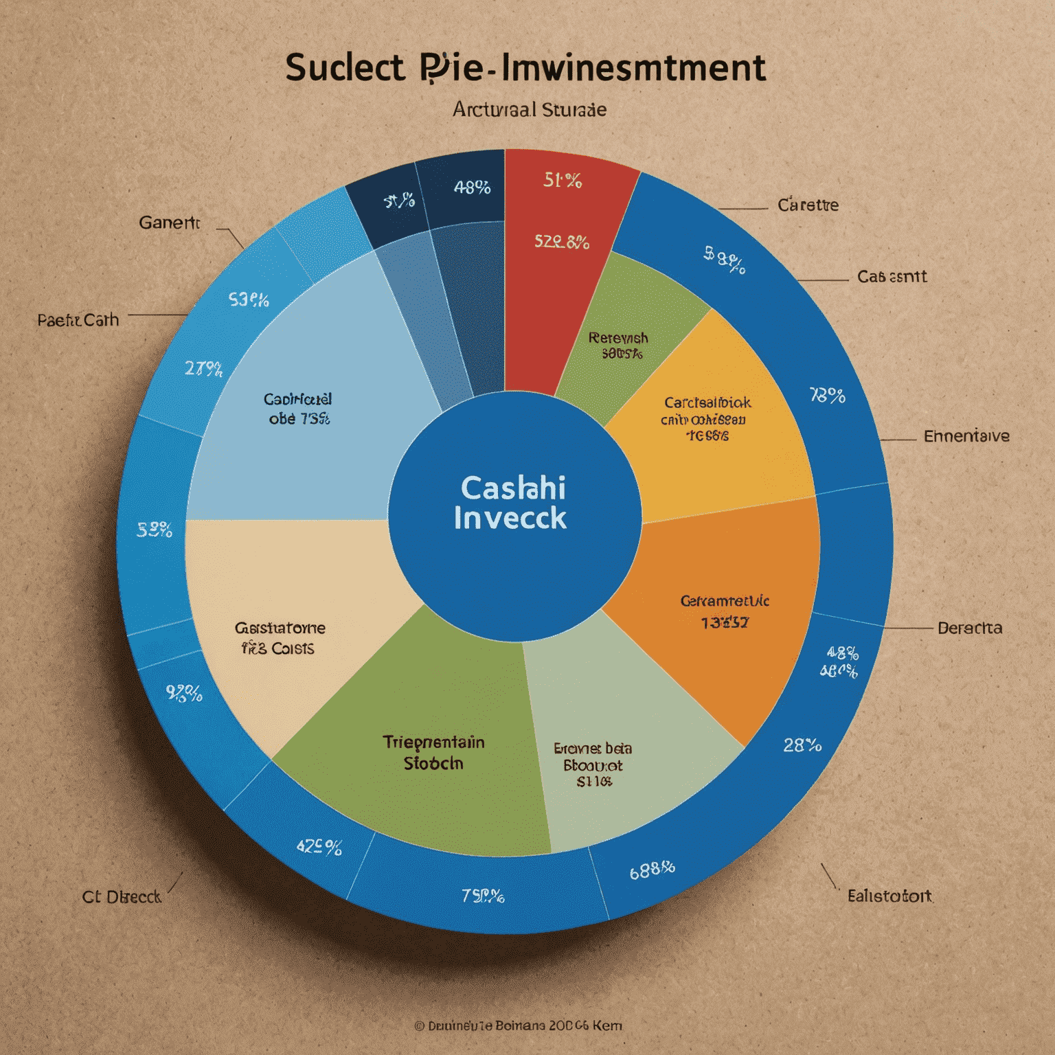 A pie chart showing a conservative investment allocation with a large portion in bonds, some in blue-chip stocks, and a small portion in cash