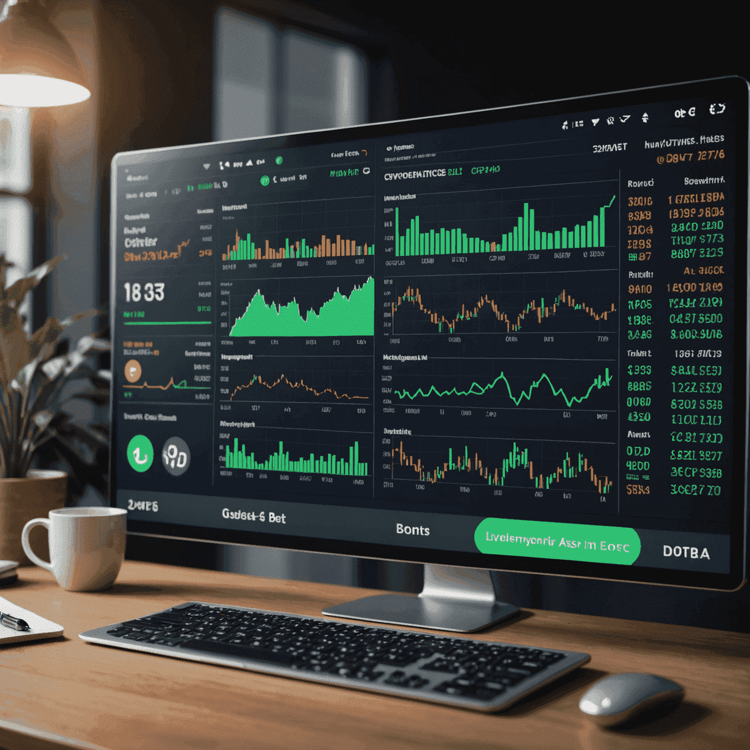 Various investment options including stocks, bonds, and cryptocurrency symbols on a digital screen, representing diverse investment opportunities