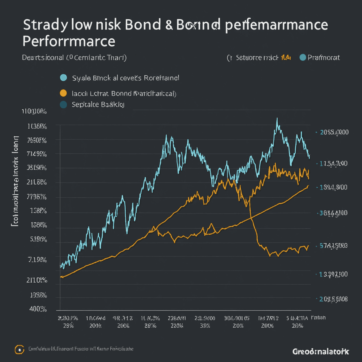 A graph showing steady, low-risk bond performance over time with minimal fluctuations