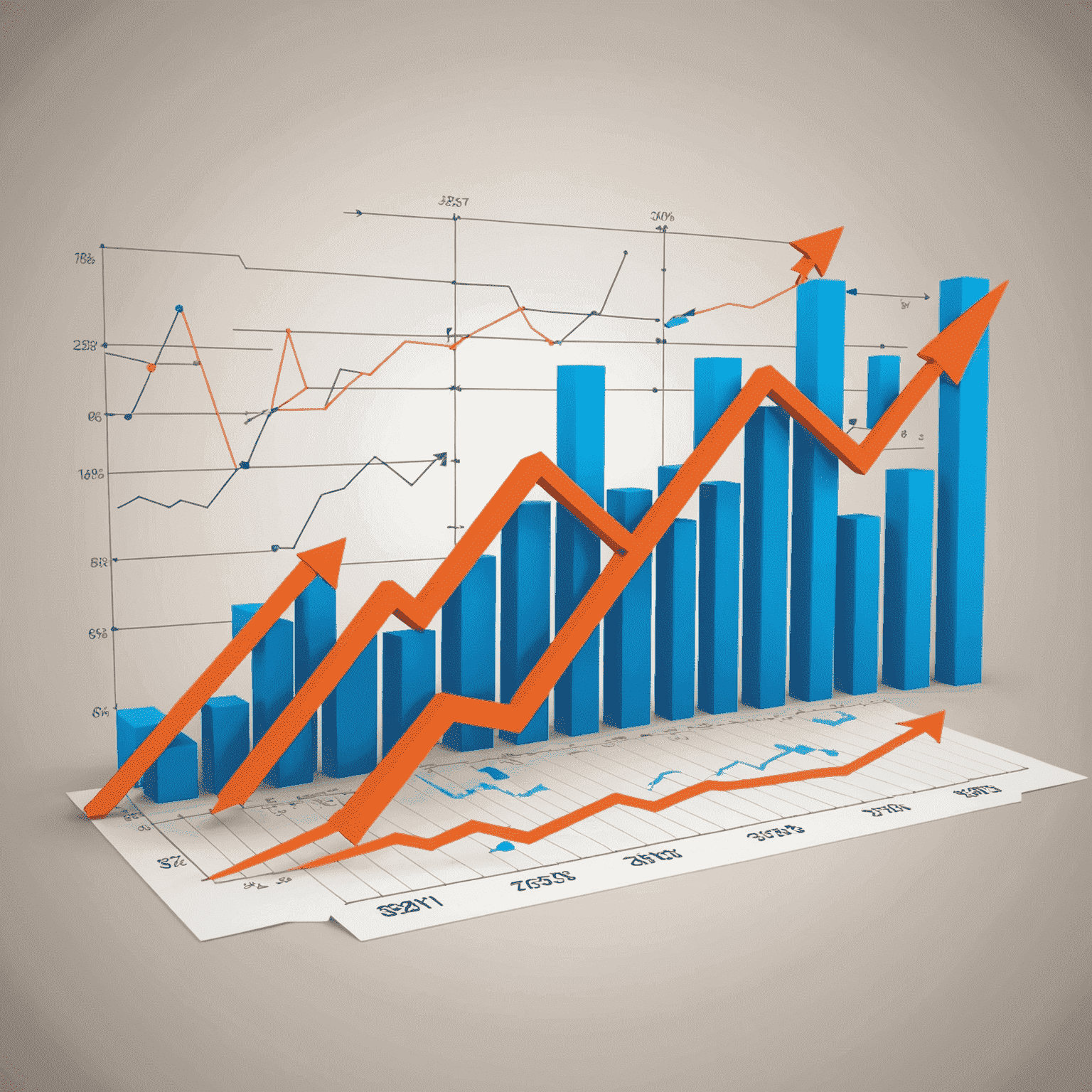 Graph showing rising market trends with arrows pointing upwards, symbolizing growth in various investment sectors