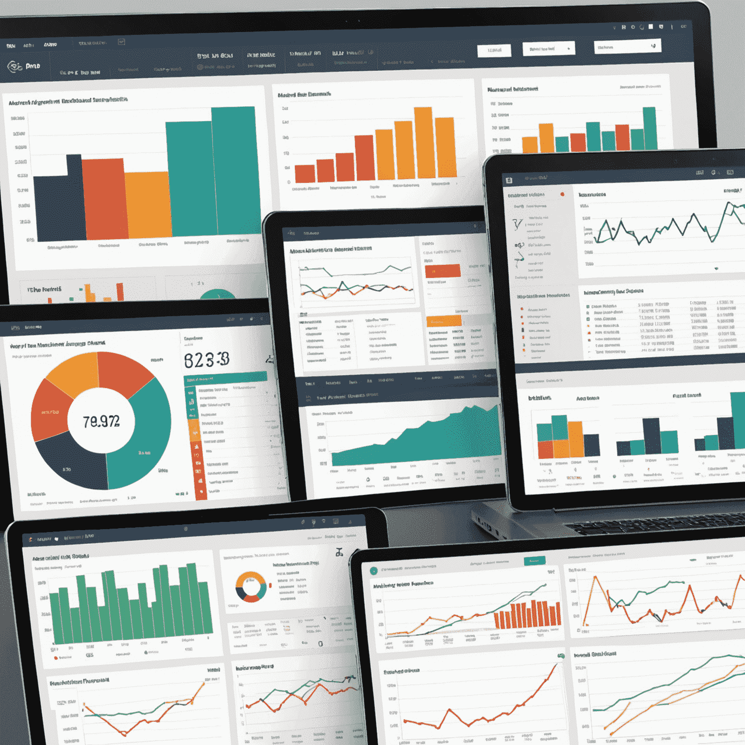 Advanced market analysis dashboard with real-time charts, graphs, and financial data visualizations