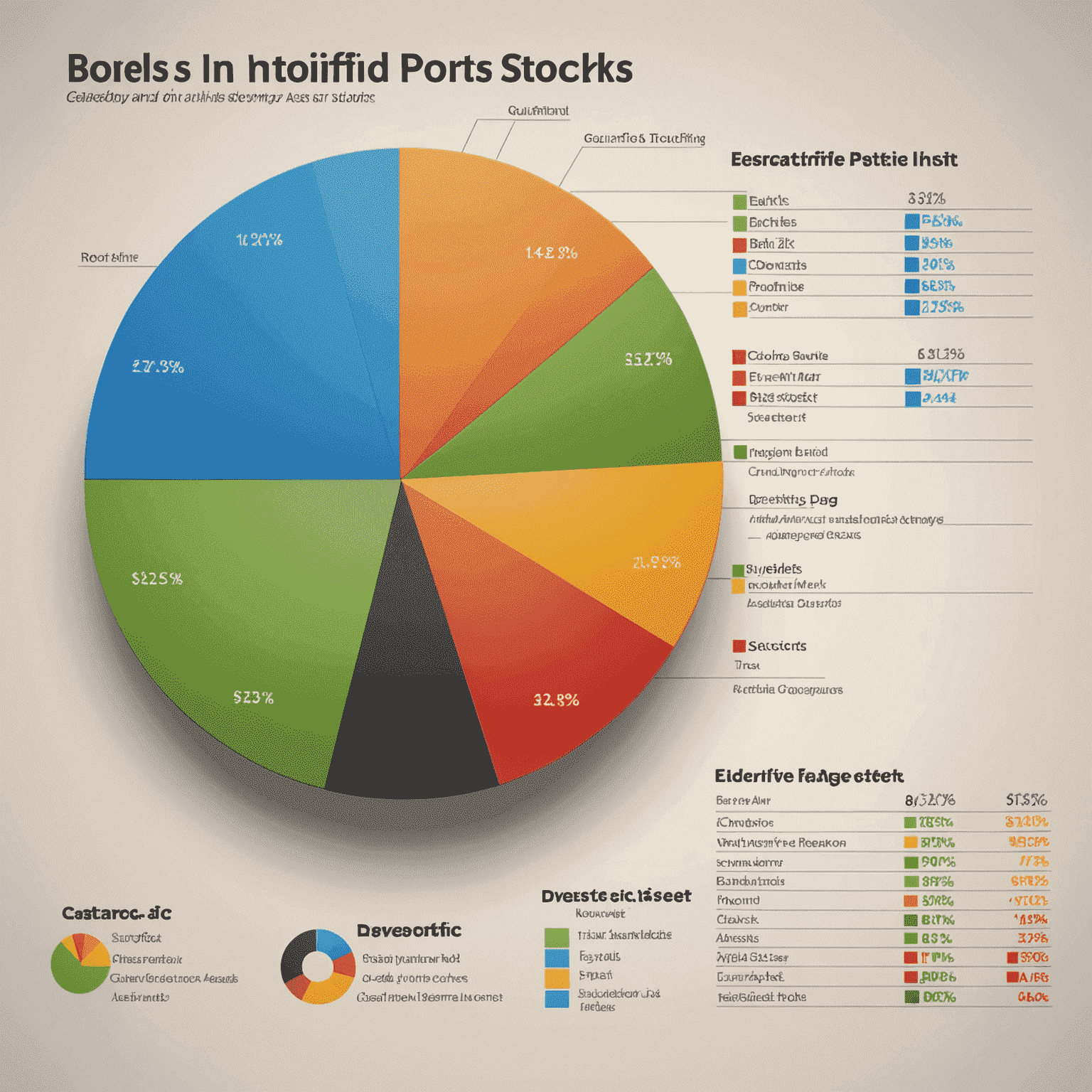 A pie chart showing a diversified portfolio mix of stocks, bonds, and other assets